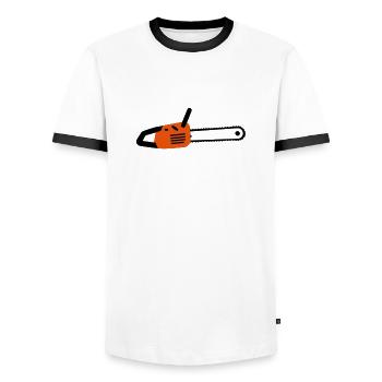 la scie à chaîne - T-shirt contrasté Homme - blanc/noir - Devant - AI Model Female 172 light (172cm) & AI Model Male 178 dark (178cm)