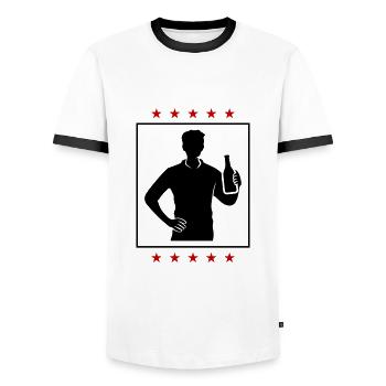 Silhouette de fête de consommation de bière - T-shirt contrasté Homme - blanc/noir - Devant - AI Model Female 172 light (172cm) & AI Model Male 178 dark (178cm)