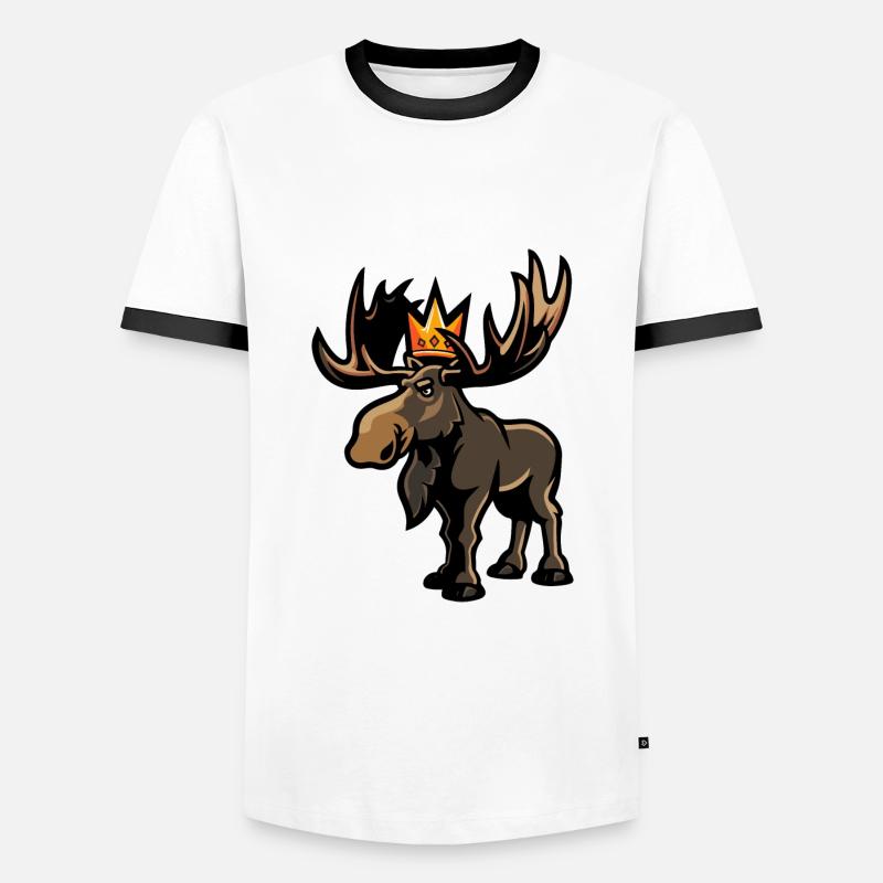 Elch Comic Krone - Männer Kontrast-T-Shirt - Weiß/Schwarz