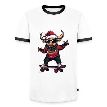Stier Weihnachten Lustig - Männer Kontrast-T-Shirt - Weiß/Schwarz - Vorne - AI Model Female 172 light (172cm) & AI Model Male 178 dark (178cm)