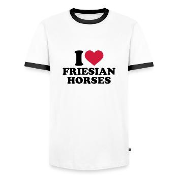 Friese - Männer Kontrast-T-Shirt - Weiß/Schwarz - Vorne - AI Model Female 172 light (172cm) & AI Model Male 178 dark (178cm)