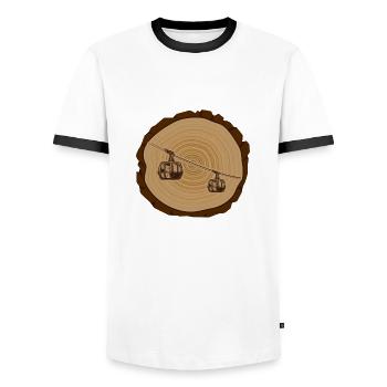 Alpine Mountains Mountain Railway Mountain Goat Mountain Hike - Men's Ringer Shirt - white/black - Front - AI Model Female 172 light (172cm) & AI Model Male 178 dark (178cm)