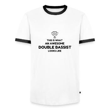 contrebasse contrebassiste Musique Musicien - T-shirt contrasté Homme - blanc/noir - Devant - AI Model Female 172 light (172cm) & AI Model Male 178 dark (178cm)
