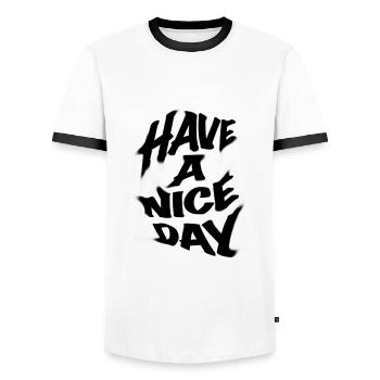 Bonne journée - T-shirt contrasté Homme - blanc/noir - Devant - AI Model Female 172 light (172cm) & AI Model Male 178 dark (178cm)