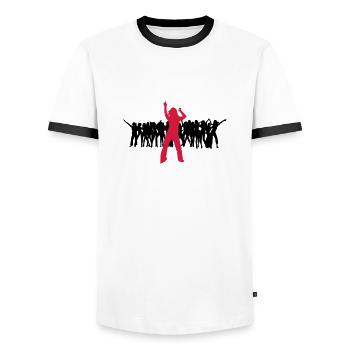 Dancer dancing shake shaken harlem shake 2c - Men's Ringer Shirt - white/black - Front - AI Model Female 172 light (172cm) & AI Model Male 178 dark (178cm)