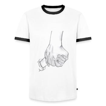 my children, my strength - Men's Ringer Shirt - white/black - Front - AI Model Female 172 light (172cm) & AI Model Male 178 dark (178cm)