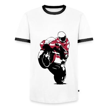 Moto-GP Racing - Men's Ringer Shirt - white/black - Front - AI Model Female 172 light (172cm) & AI Model Male 178 dark (178cm)