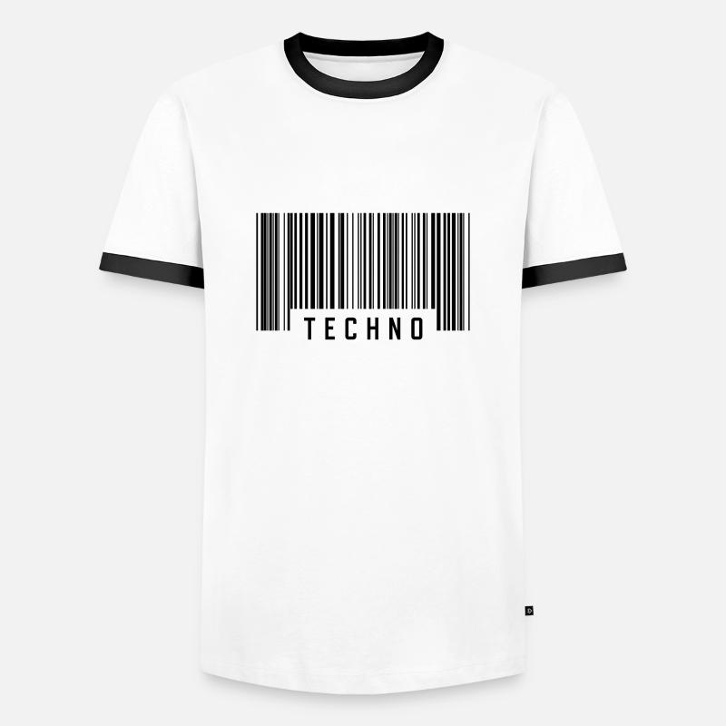 Techno - Männer Kontrast-T-Shirt - Weiß/Schwarz