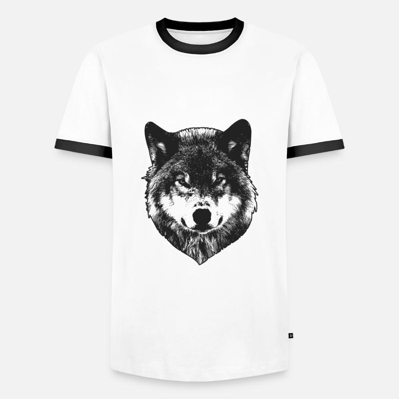 Wolf head - Men's Ringer Shirt - white/black