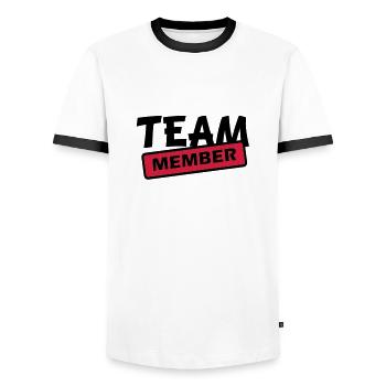 membre de l'équipe - T-shirt contrasté Homme - blanc/noir - Devant - AI Model Female 172 light (172cm) & AI Model Male 178 dark (178cm)
