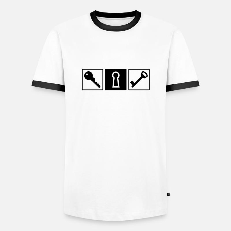 Key lock - Men's Ringer Shirt - white/black