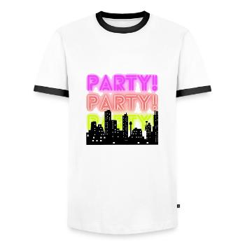 Party - Männer Kontrast-T-Shirt - Weiß/Schwarz - Vorne - AI Model Female 172 light (172cm) & AI Model Male 178 dark (178cm)