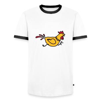 Rennender Hahn - V3 - Männer Kontrast-T-Shirt - Weiß/Schwarz - Vorne - AI Model Female 172 light (172cm) & AI Model Male 178 dark (178cm)