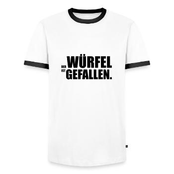Der Würfel ist gefallen - Männer Kontrast-T-Shirt - Weiß/Schwarz - Vorne - AI Model Female 172 light (172cm) & AI Model Male 178 dark (178cm)