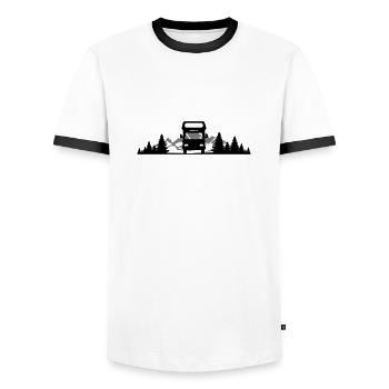 Natur - Berge Wohnmobil - Männer Kontrast-T-Shirt - Weiß/Schwarz - Vorne - AI Model Female 172 light (172cm) & AI Model Male 178 dark (178cm)