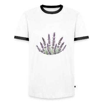 Lavendelhalme Lavendel - Männer Kontrast-T-Shirt - Weiß/Schwarz - Vorne - AI Model Female 172 light (172cm) & AI Model Male 178 dark (178cm)