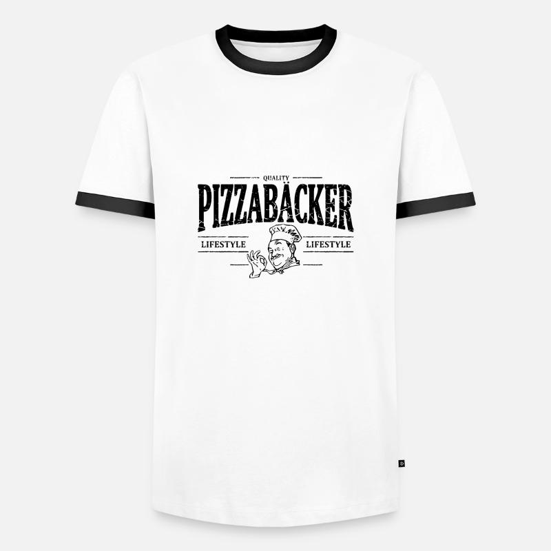 Pizzabäcker - Männer Kontrast-T-Shirt - Weiß/Schwarz