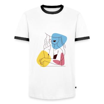 Lady - T-shirt contrasté Homme - blanc/noir - Devant - AI Model Female 172 light (172cm) & AI Model Male 178 dark (178cm)