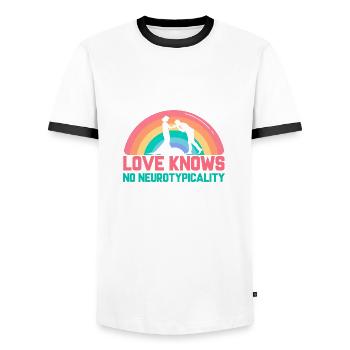 Neurodiverse Ehe Valentinstag - Männer Kontrast-T-Shirt - Weiß/Schwarz - Vorne - AI Model Female 172 light (172cm) & AI Model Male 178 dark (178cm)