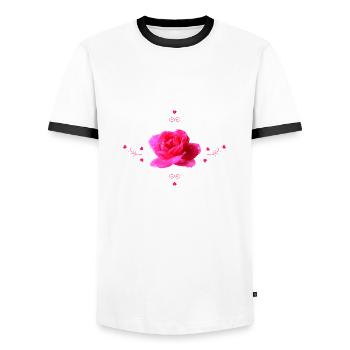 Rose - T-shirt contrasté Homme - blanc/noir - Devant - AI Model Female 172 light (172cm) & AI Model Male 178 dark (178cm)