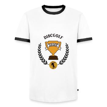 Discgolf Sieger Discgolfer Spieler Team Sieg - Männer Kontrast-T-Shirt - Weiß/Schwarz - Vorne - AI Model Female 172 light (172cm) & AI Model Male 178 dark (178cm)