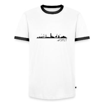 Skyline - Sylt - Männer Kontrast-T-Shirt - Weiß/Schwarz - Vorne - AI Model Female 172 light (172cm) & AI Model Male 178 dark (178cm)