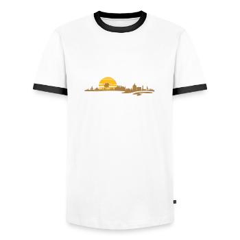 Skyline - Mecklenburg-Vorpommern - Männer Kontrast-T-Shirt - Weiß/Schwarz - Vorne - AI Model Female 172 light (172cm) & AI Model Male 178 dark (178cm)