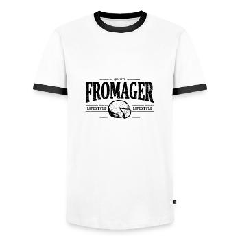 Fromager - T-shirt contrasté Homme - blanc/noir - Devant - AI Model Female 172 light (172cm) & AI Model Male 178 dark (178cm)