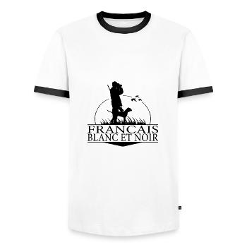 FRANCAIS BLANC ET NOIR Hunting Dogs Hunter Wilsigns - Men's Ringer Shirt - white/black - Front - AI Model Female 172 light (172cm) & AI Model Male 178 dark (178cm)