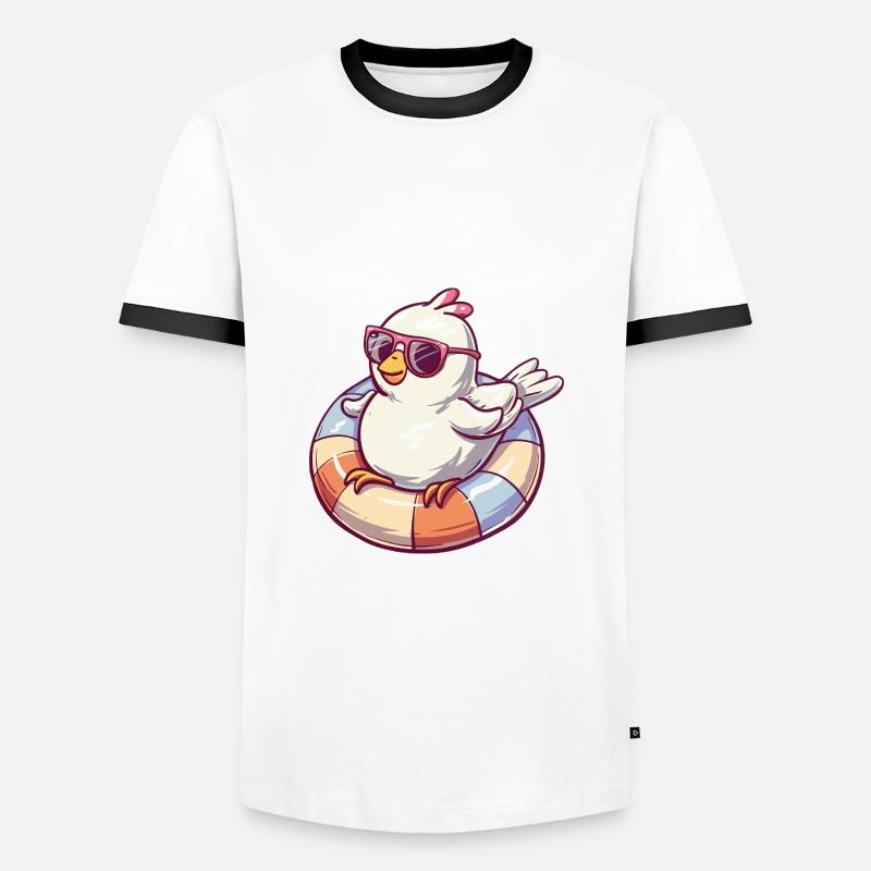 Taube Vogel Comic Cool - Männer Kontrast-T-Shirt - Weiß/Schwarz