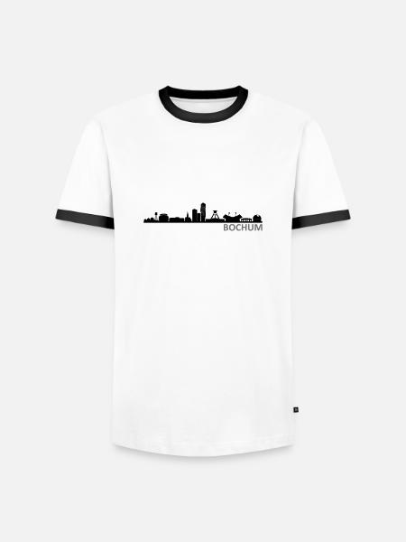 Skyline - Bochum - Männer Kontrast-T-Shirt - Weiß/Schwarz
