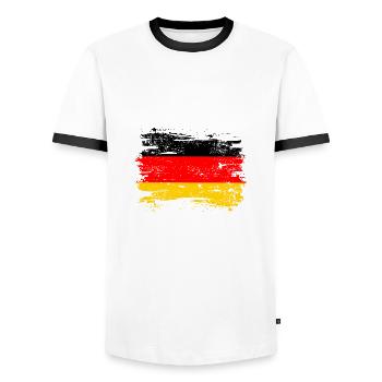 Drapeau Allemagne Drapeau allemand utilisé look home - T-shirt contrasté Homme - blanc/noir - Devant - AI Model Female 172 light (172cm) & AI Model Male 178 dark (178cm)