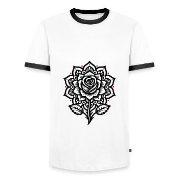 Rose Mandala - Männer Kontrast-T-Shirt - Weiß/Schwarz - Vorne - AI Model Female 172 light (172cm) & AI Model Male 178 dark (178cm)