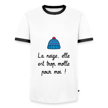 La neige, elle est trop molle pour moi ! Culte - T-shirt contrasté Homme - blanc/noir - Devant - AI Model Female 172 light (172cm) & AI Model Male 178 dark (178cm)