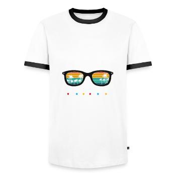 Je suis en vacances - T-shirt contrasté Homme - blanc/noir - Devant - AI Model Female 172 light (172cm) & AI Model Male 178 dark (178cm)