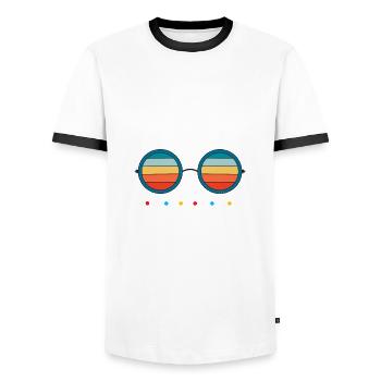 Je suis en vacances - T-shirt contrasté Homme - blanc/noir - Devant - AI Model Female 172 light (172cm) & AI Model Male 178 dark (178cm)