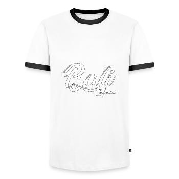 Bali - Indonésie - T-shirt contrasté Homme - blanc/noir - Devant - AI Model Female 172 light (172cm) & AI Model Male 178 dark (178cm)