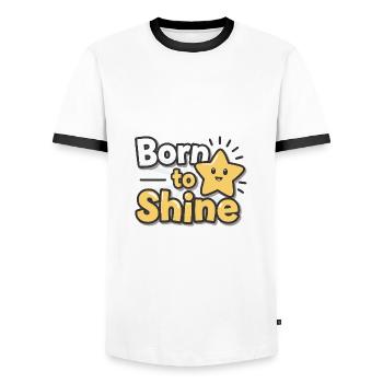 Born to Shine – Strahlender Stern - Men's Ringer Shirt - white/black - Front - AI Model Female 172 light (172cm) & AI Model Male 178 dark (178cm)