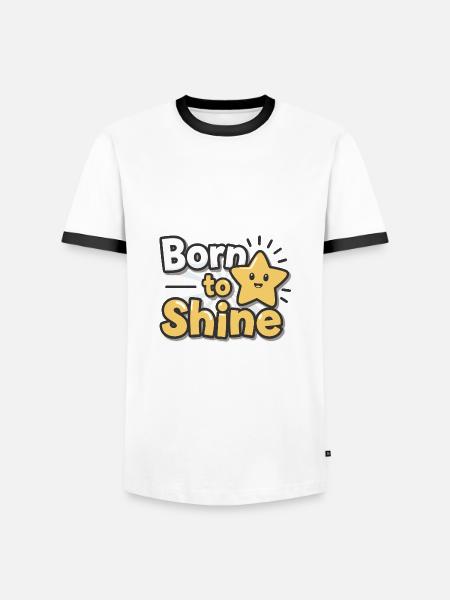 Né pour briller – Strahlender Stern - T-shirt contrasté Homme - blanc/noir