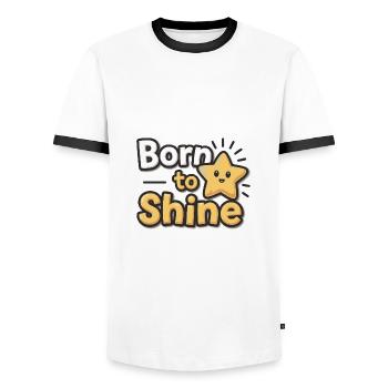 Born to Shine – Strahlender Stern - Men's Ringer Shirt - white/black - Front - AI Model Female 172 light (172cm) & AI Model Male 178 dark (178cm)