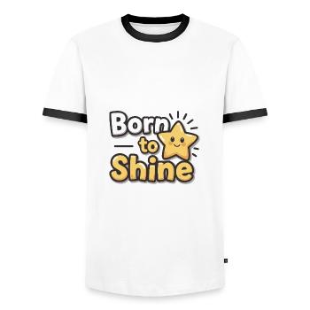 Born to Shine – Strahlender Stern - Men's Ringer Shirt - white/black - Front - AI Model Female 172 light (172cm) & AI Model Male 178 dark (178cm)