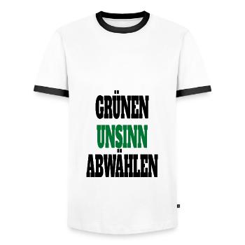 Witze Grüne Die Grünen Habeck Baerbock Partei - Männer Kontrast-T-Shirt - Weiß/Schwarz - Vorne - AI Model Female 172 light (172cm) & AI Model Male 178 dark (178cm)