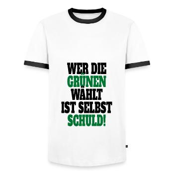 Witze Grüne Die Grünen Habeck Baerbock Partei - Männer Kontrast-T-Shirt - Weiß/Schwarz - Vorne - AI Model Female 172 light (172cm) & AI Model Male 178 dark (178cm)