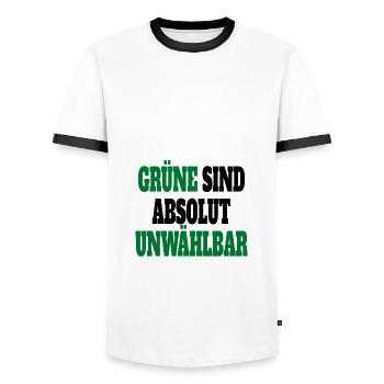 Witze Grüne Die Grünen Habeck Baerbock Partei - Männer Kontrast-T-Shirt - Weiß/Schwarz - Vorne - AI Model Female 172 light (172cm) & AI Model Male 178 dark (178cm)