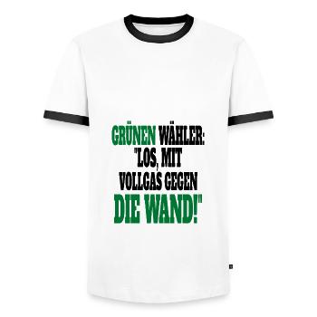 Witze Grüne Die Grünen Habeck Baerbock Partei - Männer Kontrast-T-Shirt - Weiß/Schwarz - Vorne - AI Model Female 172 light (172cm) & AI Model Male 178 dark (178cm)