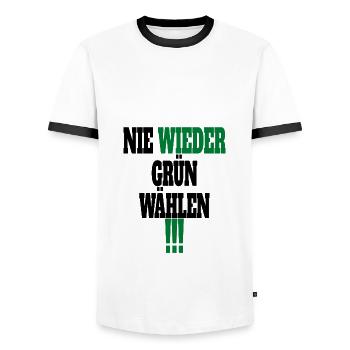 Witze Grüne Die Grünen Habeck Baerbock Partei - Männer Kontrast-T-Shirt - Weiß/Schwarz - Vorne - AI Model Female 172 light (172cm) & AI Model Male 178 dark (178cm)