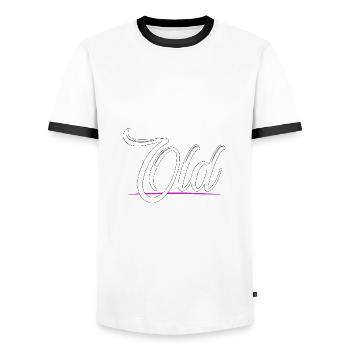 Old - Alt - Männer Kontrast-T-Shirt - Weiß/Schwarz - Vorne - AI Model Female 172 light (172cm) & AI Model Male 178 dark (178cm)