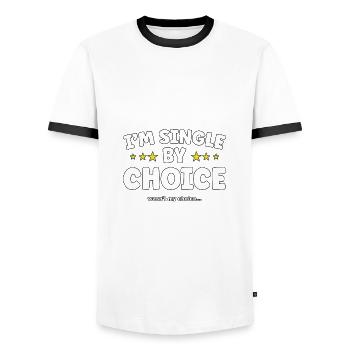 Single by choice not my choice - Männer Kontrast-T-Shirt - Weiß/Schwarz - Vorne - AI Model Female 172 light (172cm) & AI Model Male 178 dark (178cm)
