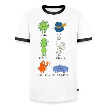 Süße Bakterien und Viren - Grippe, E.Coli - Männer Kontrast-T-Shirt - Weiß/Schwarz - Vorne - AI Model Female 172 light (172cm) & AI Model Male 178 dark (178cm)