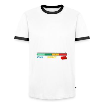 Building Blocks pain scale humor design - Men's Ringer Shirt - white/black - Front - AI Model Female 172 light (172cm) & AI Model Male 178 dark (178cm)
